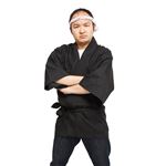 はっぴ/祭り衣装 【ブラック】 ユニセックス着丈83cm ポリエステル 『無地はっぴ』 〔イベント コスプレ〕 border=