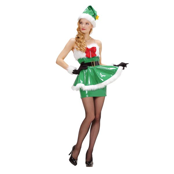 【クリスマスツリー コスプレ レディース】 エナメルツリーサンタ