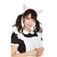 猫耳カチューシャ 【ふせ耳タイプ ホワイト×ピンク】 ポリエステル 長時間着用可 〔コスプレ イベント〕 - 縮小画像2