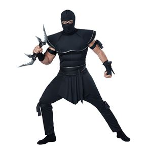 コスプレ衣装／コスチューム California Costumes Stealth Ninja 【シャツ・足紐付きズボン・フードマスク・ベルト・手袋・腕紐】