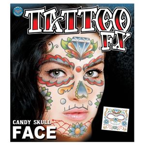 コスプレ衣装／コスチューム Tinsley Transfers Candy Skull Face タトゥーシール