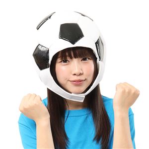 コスプレ衣装/コスチューム 【かぶりもん サッカーボールかぶりもの】 幅380mm ヘッダー付き 〔ハロウィン パーティー 宴会〕 - 拡大画像