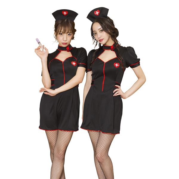 【コスプレ衣装/コスチューム】 GLOWHOLIC ジップアップナース ブラック