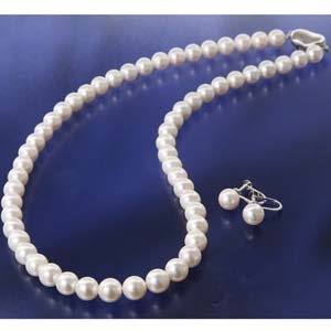 花珠真珠(あこや真珠) パールネックレス&パールイヤリング 7～7.5mm玉  商品写真1