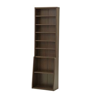 本棚/書棚60 ハイタイプ スリム 幅60cm×奥行29.5cm×高さ200cm 可動棚3枚/固定棚4枚付き ブラウン - 快適読書生活 本棚/書棚60 ハイタイプ スリム 幅60cm×奥行29.5cm×高さ200cm 可動棚3枚/固定棚4枚付き ブラウン - 快適読書生活