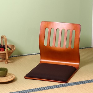 和座椅子/パーソナルチェア 【ブラウン】 クッション付き 木製 【2個セット】