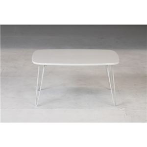 折りたたみ式ドット柄ローテーブル(サイドテーブル) 長方形 高さ31.5cm WH ホワイト(白) 商品写真2