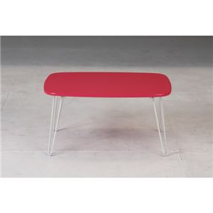 折りたたみ式ドット柄ローテーブル(サイドテーブル) 長方形 高さ31.5cm PI ピンク 商品写真2