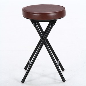 折りたたみ椅子/スツール(フォールディングチェアー) 丸型 BK/BR ブラック(黒)&ブラウン 商品写真3