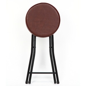 折りたたみ椅子/スツール(フォールディングチェアー) 丸型 BK/BR ブラック(黒)&ブラウン 商品写真4