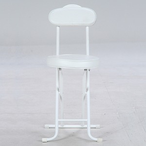クッション付き折りたたみ椅子/スリムチェアー スチール 背もたれ付き WH ホワイト(白) 商品写真2