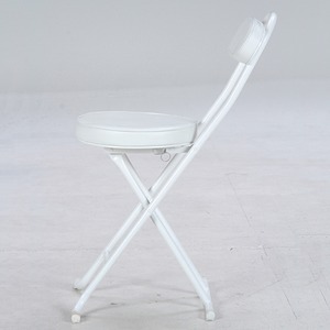 クッション付き折りたたみ椅子/スリムチェアー スチール 背もたれ付き WH ホワイト(白) 商品写真3