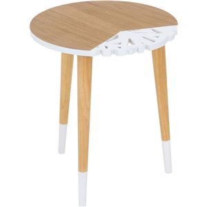 北欧風 サイドテーブル/ローテーブル 【幅40cm ホワイト/ナチュラル】 木製 『バード』 〔リビング〕 商品写真1