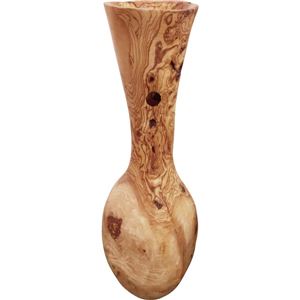 北欧風 オリーブ製 花瓶/花器 【ナチュラル】 幅200〜250mm ハンドメイド 木製 〔リビング ディスプレイ 什器〕 - 拡大画像