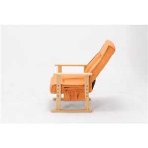 木製肘掛け付き 高座椅子/パーソナルチェア 【オレンジ】 幅54.5cm 折りたたみ リクライニング ハイバック 『セレクト』 商品写真2