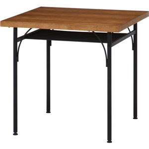 北欧風 食卓テーブル/ダイニングテーブル 【幅75cm ブラウン】 スチールフレーム 収納棚付き 『レアル』 - 拡大画像