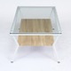 ガラス製リビングテーブル/ダイニングテーブル 【ナチュラル 幅120cm】 強化ガラス天板 スチールフレーム 収納棚付き 『クレア』 - 縮小画像3