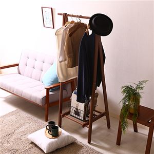 木製 ハンガーラック/衣類収納 【ブラウン】 幅75cm 収納棚付き コンパクト ジョイント【代引不可】