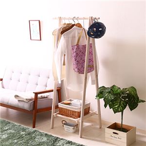 木製 ハンガーラック/衣類収納 【ホワイト】 幅75cm 収納棚付き コンパクト ジョイント【代引不可】