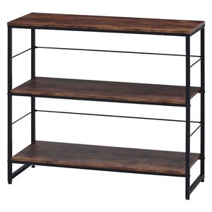オープンラック/収納棚 【3段 幅100×高さ90cm】 木目調棚 アイアンフレーム アジャスター付き 『ナビア』【代引不可】