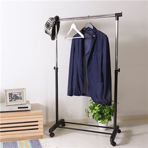 ハンガーラック/コートハンガー 【シングル】 幅75cm スチール キャスター付き 高さ調節可【代引不可】