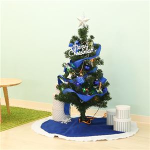 クリスマスツリー 【高さ90cm ブルー】 ポリ塩化ビニル LED オーナメント付き 『セットツリー』 〔リビング 店舗 什器 備品〕 - 拡大画像