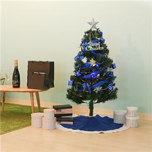 クリスマスツリー 【高さ120cm ブルー】 ポリ塩化ビニル LED オーナメント付き 『セットツリー』 〔リビング 店舗 什器 備品〕 - 拡大画像