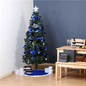 クリスマスツリー 【高さ180cm ブルー】 ポリ塩化ビニル LED オーナメント付き 『セットツリー』 〔リビング 店舗 什器 備品〕 - 拡大画像