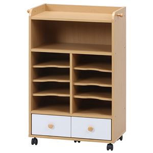 ハンガーラック 【ワイド ホワイト×ナチュラル】 幅295mm キャスター 引き出し フック付 『NORM ストレージラック』【代引不可】