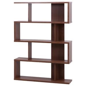 ディスプレイシェルフ/本棚 4段 【ミディアムブラウン】 幅120cm 横置き 間仕切り対応 『S型』 〔什器 書斎 オフィス〕【代引不可】