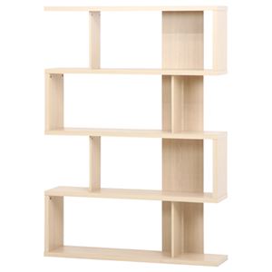 ディスプレイシェルフ/本棚 4段 【ホワイトウォッシュ】 幅120cm 横置き 間仕切り対応 『S型』 〔什器 書斎 オフィス〕【代引不可】