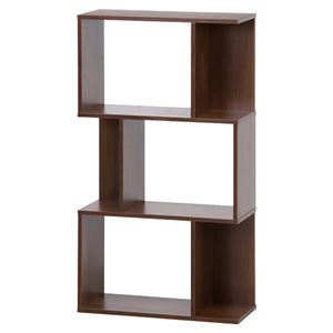 ディスプレイシェルフ/本棚 3段 【ミディアムブラウン】 幅59cm 横置き 間仕切り対応 『S型』 〔什器 書斎 オフィス〕【代引不可】