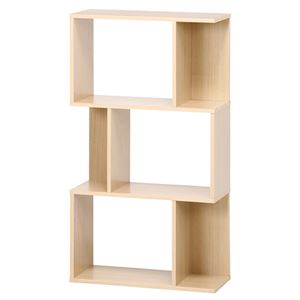 ディスプレイシェルフ/本棚 3段 【ナチュラル】 幅59cm 横置き 間仕切り対応 『S型』 〔什器 書斎 オフィス〕【代引不可】