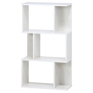 ディスプレイシェルフ/本棚 3段 【ホワイトウォッシュ】 幅59cm 横置き 間仕切り対応 『S型』 〔什器 書斎 オフィス〕【代引不可】