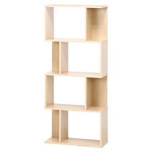 ディスプレイシェルフ/本棚 4段 【ナチュラル】 幅59cm 横置き 間仕切り対応 『S型』 〔什器 書斎 オフィス〕【代引不可】