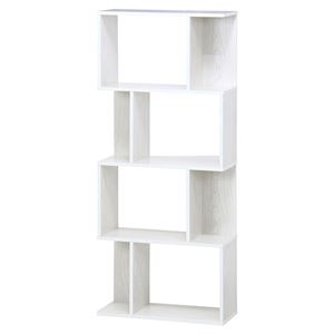 ディスプレイシェルフ/本棚 4段 【ホワイトウォッシュ】 幅59cm 横置き 間仕切り対応 『S型』 〔什器 書斎 オフィス〕【代引不可】