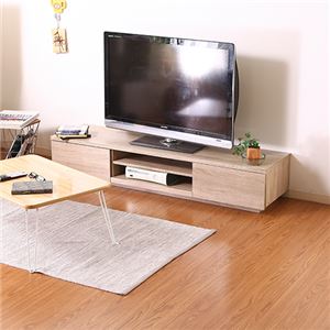 木目調 テレビ台/ローボード 【幅150cm ホワイトオーク】 AV機器収納対応 引き出し付き 〔リビング ダイニング 店舗〕【代引不可】