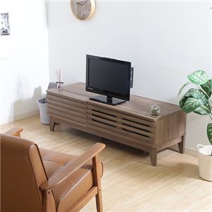 テレビ台/ローボード 【幅120cm ミディアムブラウン】 AV機器収納対応 コード穴 引き出し 脚付き 『ライン』 〔リビング〕【代引不可】