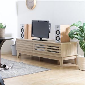 テレビ台/ローボード 【幅120cm ナチュラル】 AV機器収納対応 コード穴 引き出し 脚付き 『ライン』 〔リビング〕【代引不可】