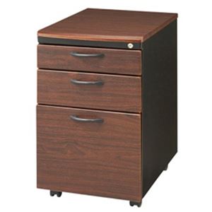 サイドチェスト/袖机 【ブラック×ブラウン】 幅400mm キャスター 引き出しオールロック機能 『インキャビネット』 〔会社〕【代引不可】