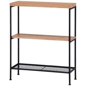 ブックシェルフ/収納棚 【3段 ナチュラル】 幅750×奥行300×高さ950mm アイアンフレーム アジャスター付き 【組立品】【代引不可】
