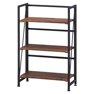 スリム フォールディングシェルフ/収納棚 【3段】 幅600×奥行310×高さ930mm 折りたたみ可 スチール 【完成品】【代引不可】