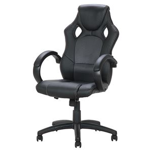 オフィスチェア デスクチェア 約幅63cm ハイバック 合皮 キャスター 肘付き レーシングチェア サーキット 在宅ワーク 組立品