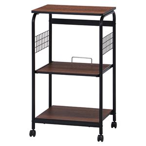 レンジワゴン/キッチン収納 【ブラック×ブラウン】 幅515×奥行410×高さ895mm キャスター付き スチール 【組立品】【代引不可】