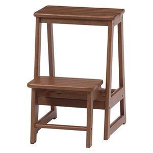 木製 コンパクト踏み台/ステップ 【ダークブラウン】 幅380×奥行340～490×高さ550mm 防滑加工【代引不可】