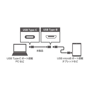 ミヨシ (MCO) USB Type-Cコネクタ-USBTypeB変換ケーブル USB-CM2/BK 商品写真2