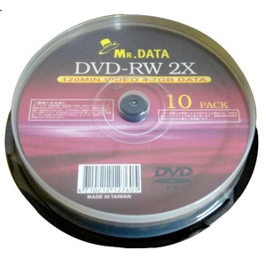 データ用DVD-RW 4.7GB 2倍速 10枚 DVD-RW47-2X10PS×20P 【20個セット】  商品写真