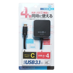 ミヨシ (MCO) USB-C対応 USB3.1 4ポート ハブ機能搭載ホストアダプタ ブラック SAD-HH03/BK