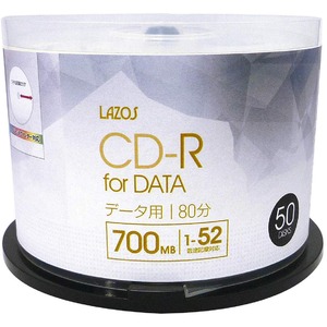 LAZOS CD-Rメディア52倍速50枚スピンドル×10個セット L-CD50P-10P