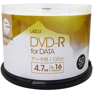 LAZOS DVD-RメディアDATA用16倍速50枚スピンドル10個セット L-DD50P-10P